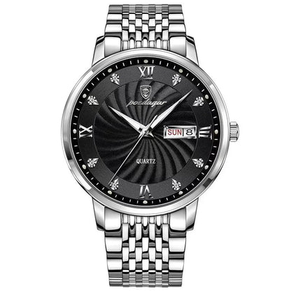 Watch Waterproof Luminous Date. Men's Quartz POEDAGAR Wristwatch Stainless Steel