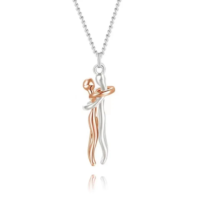 Hip Hop Couple Pendant - Punk Hug Promise Necklace Women and Men