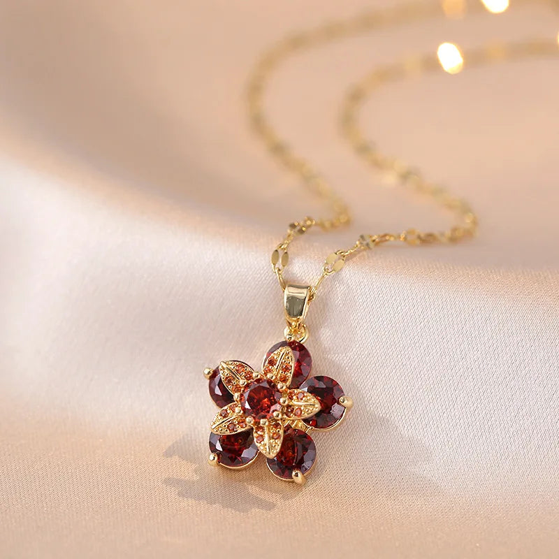 BloomSpin™ Zircon Flower Necklace 🌸💎 Elegance in Motion