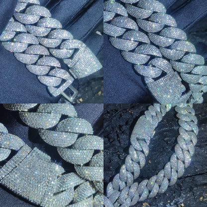 Luxury Jewelry 22mm Diamond Chain Men Iced Out Bling CZ Silver/Gold Plated Rapper Hip Hop Thick Cuban Link Necklace Gift for Him