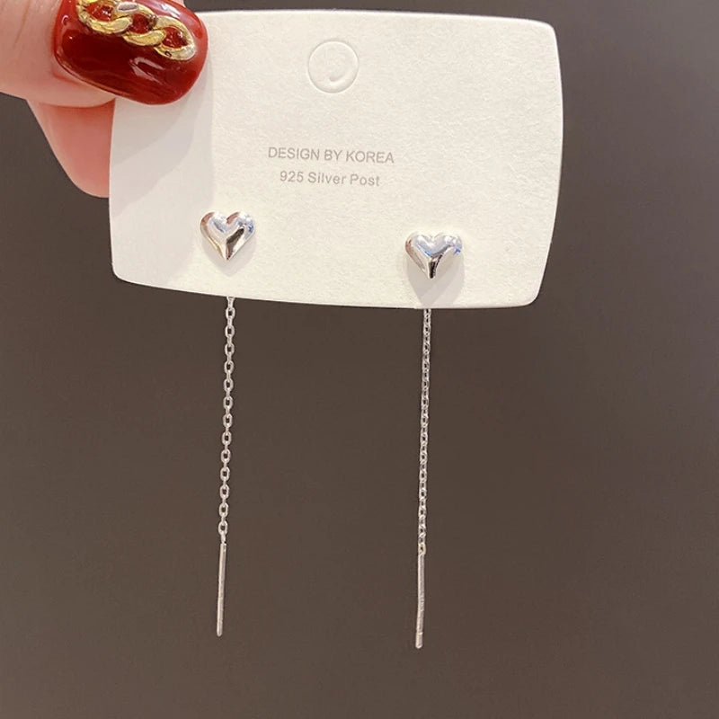 2022 New Trend Simulation Pearl Long Earrings Women's Flower Rhinestone Wedding Pendant Earrings Fashion Korean Jewelry Earrings