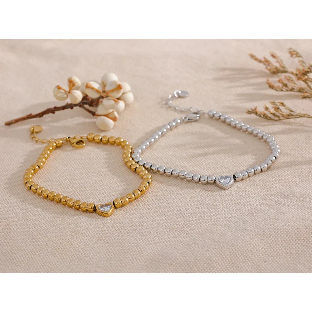 Mimi Beaded Heart Bracelet – Waterproof, Minimalist & Chic Charm | Huna Jewelry
