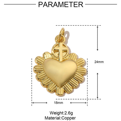 3pcs/Lot Coper Zircon Irregular Heart Necklace Pendant Women 18k Real Gold Color Love DIY Earring Charms Jewelry Findings