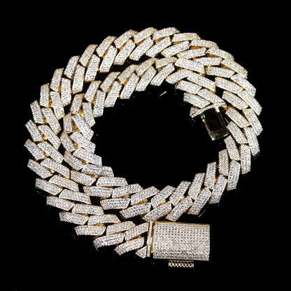 High quality iced out men jewelry 5A cz hip hop new micro pave 19mm cuban link chain big heavy chunky necklace for men boy