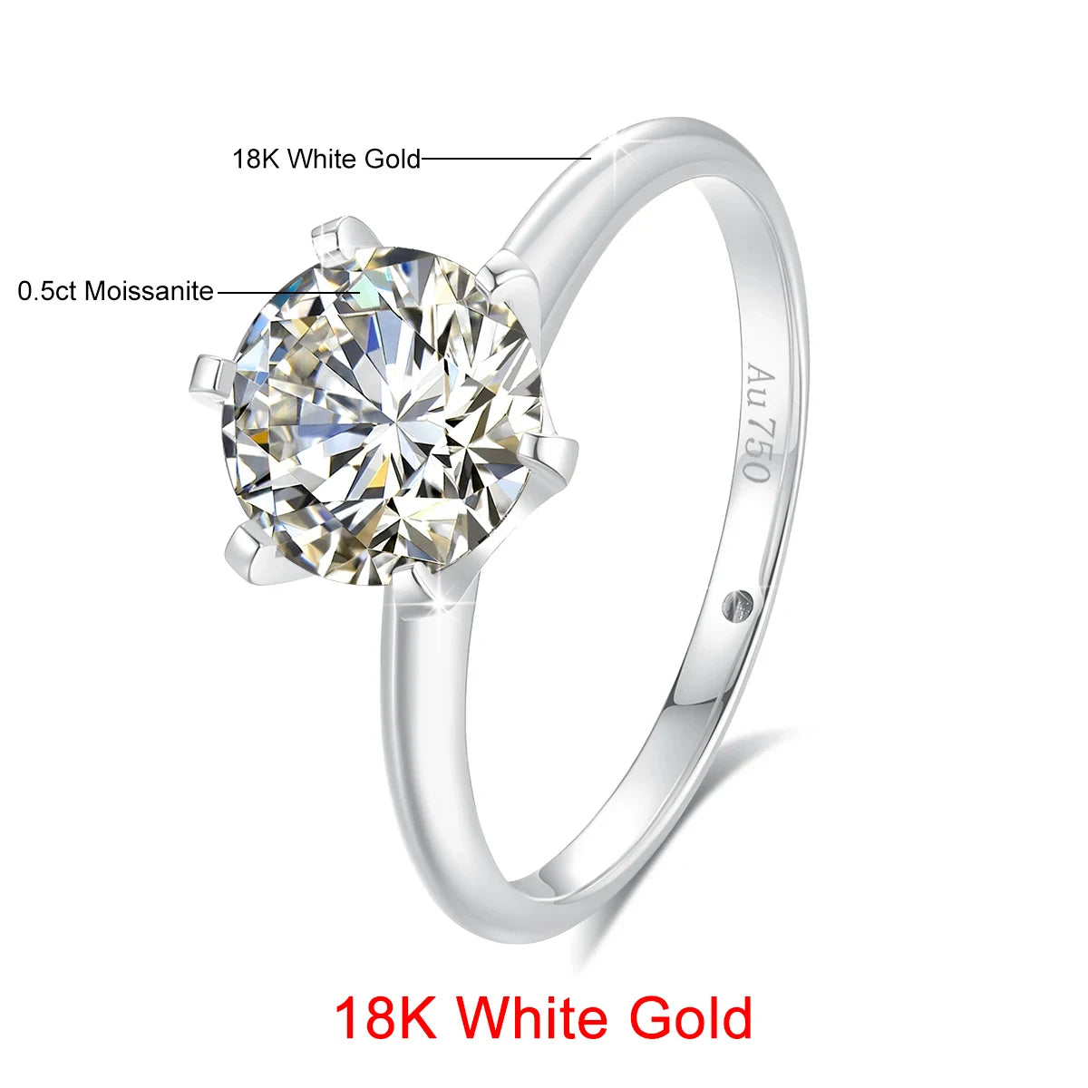 Round Cut Moissanite Engagement Ring in Sterling Silver