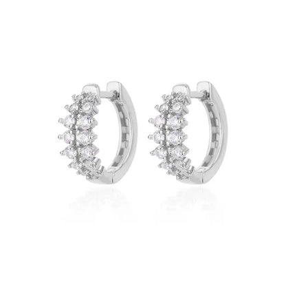 Zircon Round Hoop Earrings for Women Stainless Steel Round Circle Heart Evil Blue Earring Female Fashion Party Jewelry Gift BFF