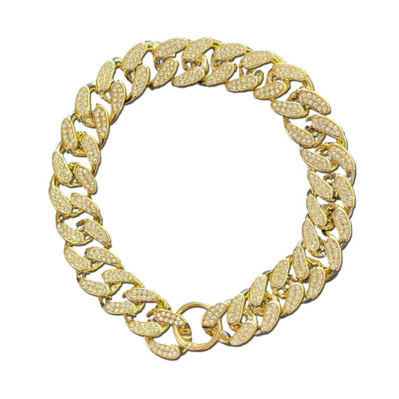 Golden Sparkle-Diamond Dog Collar for All Breeds