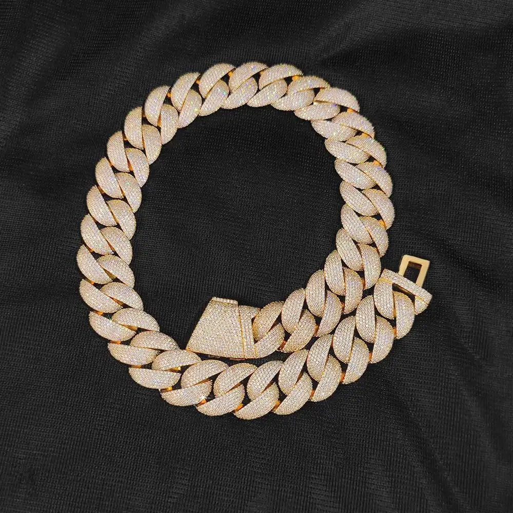 Luxury Jewelry 22mm Diamond Chain Men Iced Out Bling CZ Silver/Gold Plated Rapper Hip Hop Thick Cuban Link Necklace Gift for Him