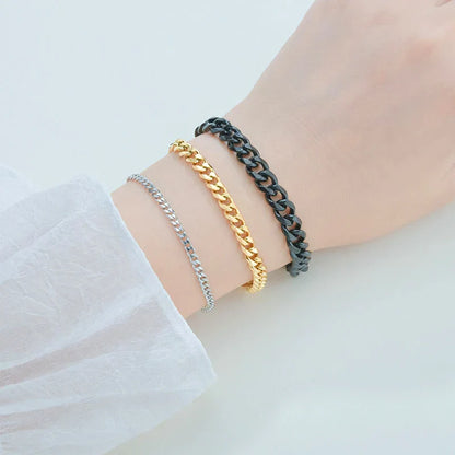 Fashion Stainless Steel Men Curb Cuban Chain Bracelet Women Bracelet On Hand For Couple Unisex Wrist Hand Jewelry Gift Party