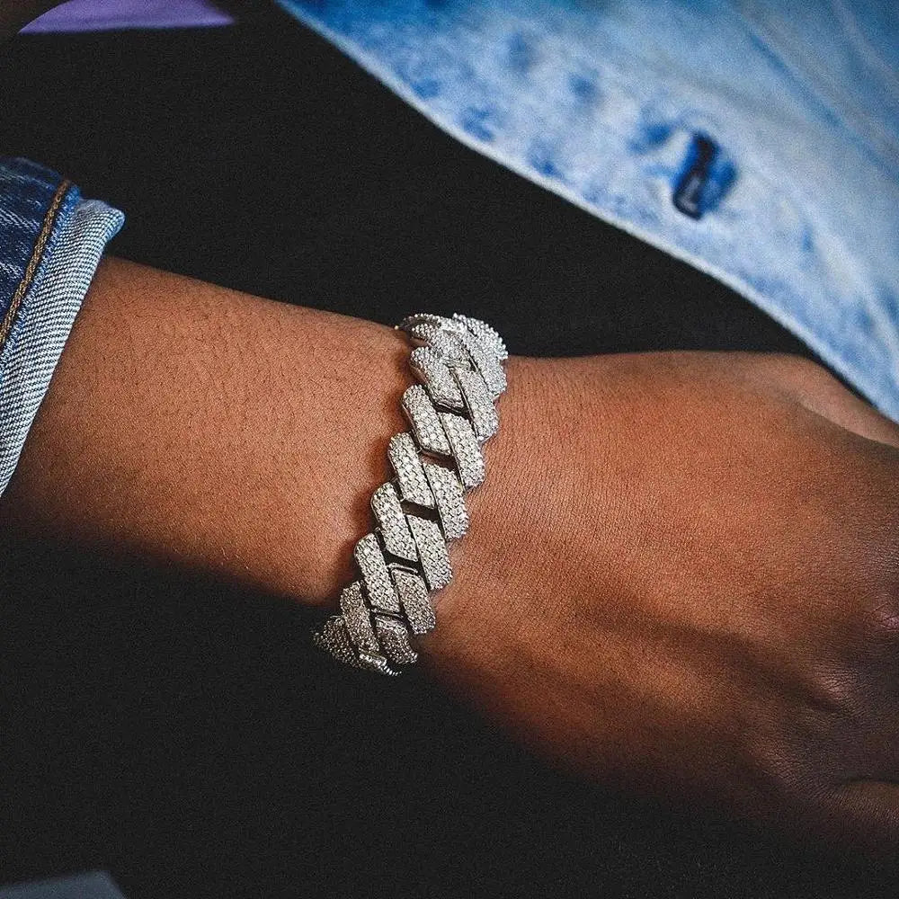 High quality iced out men jewelry 5A cz hip hop new micro pave 19mm cuban link chain big heavy chunky necklace for men boy