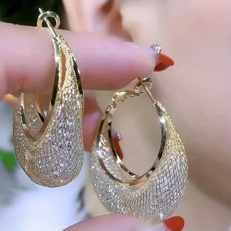 Elegant Mesh Zircon Earrings – Perfect for Parties & Gifting