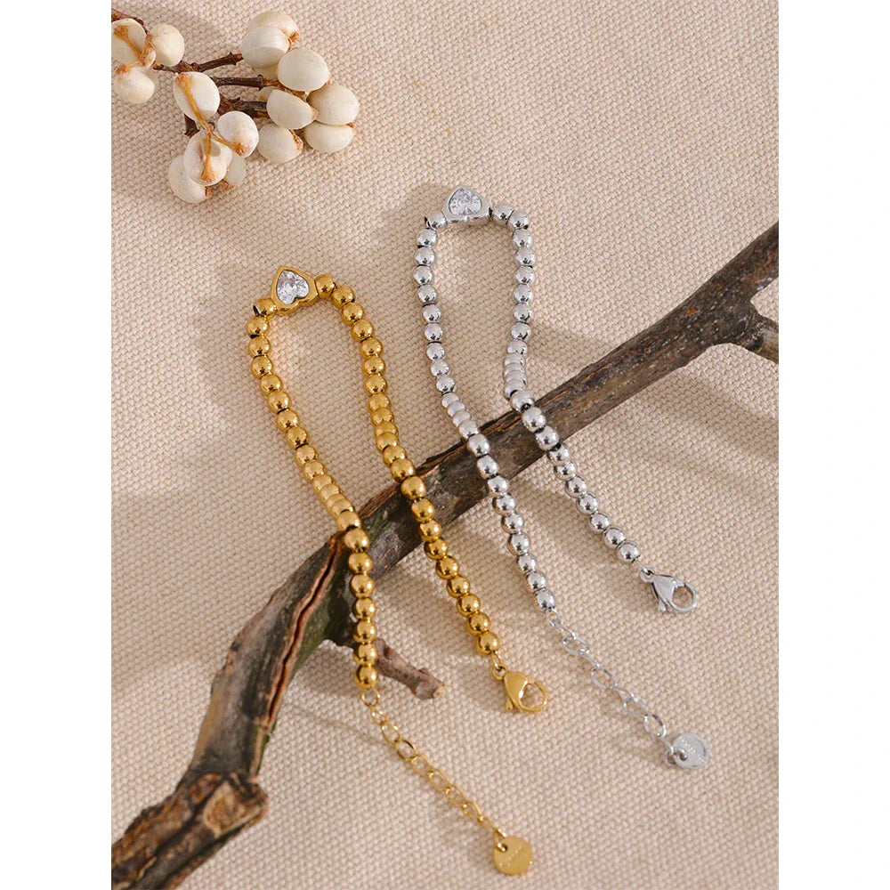 Mimi Beaded Heart Bracelet – Waterproof, Minimalist & Chic Charm | Huna Jewelry