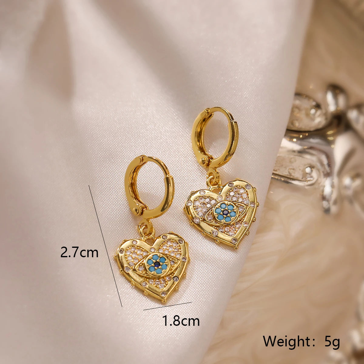 Heart-shaped Zircon Pendant Necklace And Earrings Set