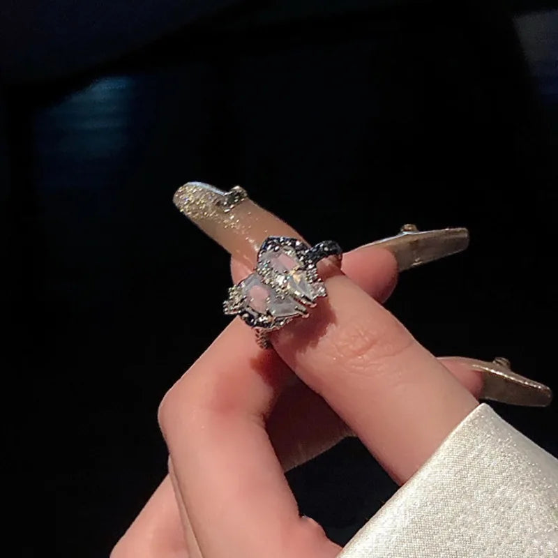 Stainless Steel Simple Smooth Metal Heart Ring for Women Men Y2K Trendy Ring Korean Elegant Party Jewelry Couple Gifts