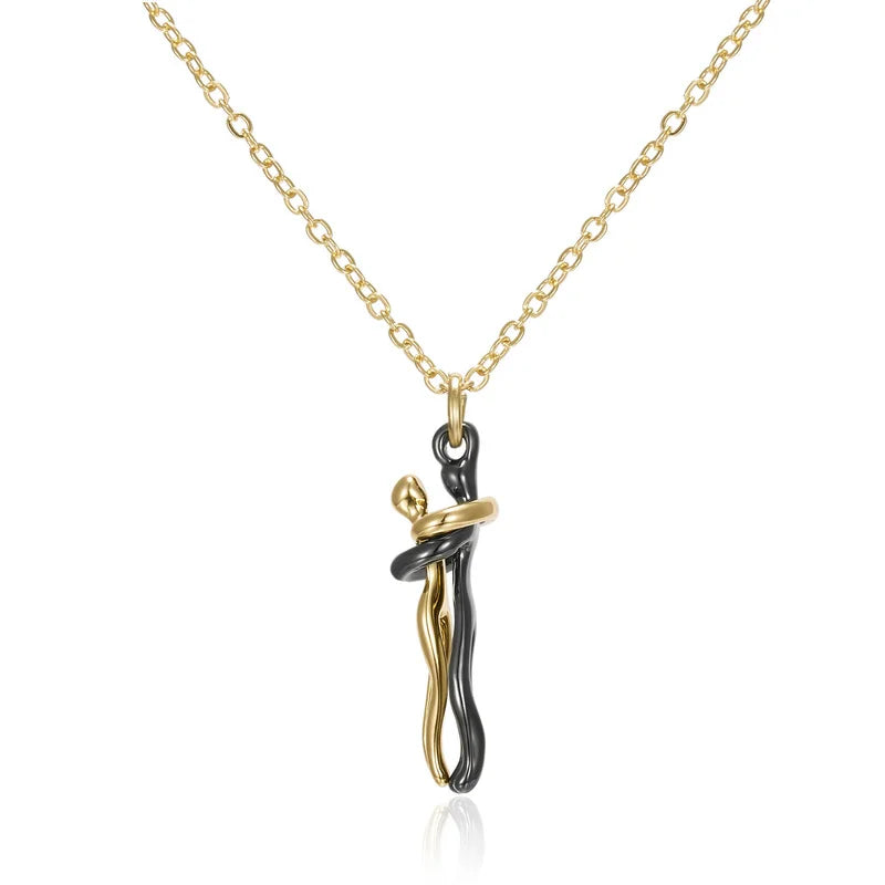 Forever Embrace: The Hug Couple Necklace