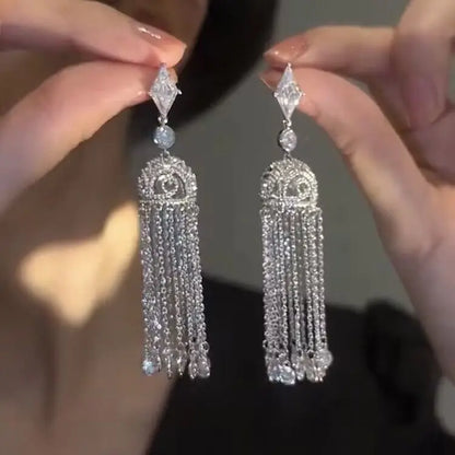 Sparkling Zircon Christmas Tree Drop Earrings For Women Trendy Xmas Tree Plant Dangle Earrings New Year Festival Party Jewelry