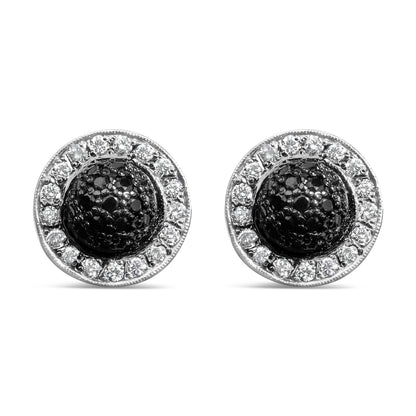 Gold Diamond Dome & Halo Stud Earrings