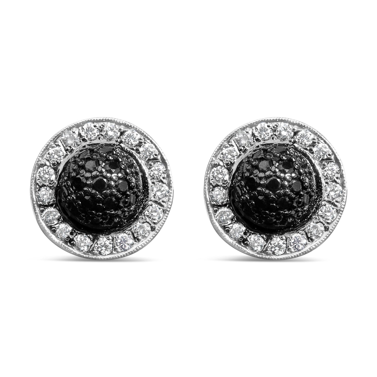 Gold Diamond Dome & Halo Stud Earrings