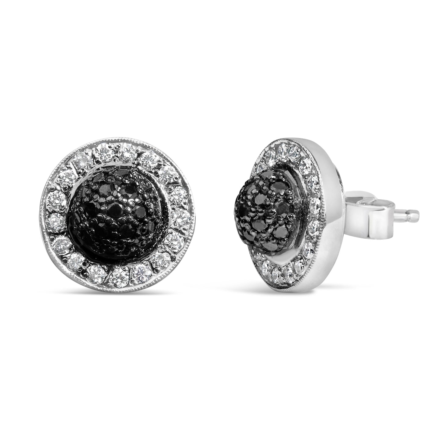 Gold Diamond Dome & Halo Stud Earrings