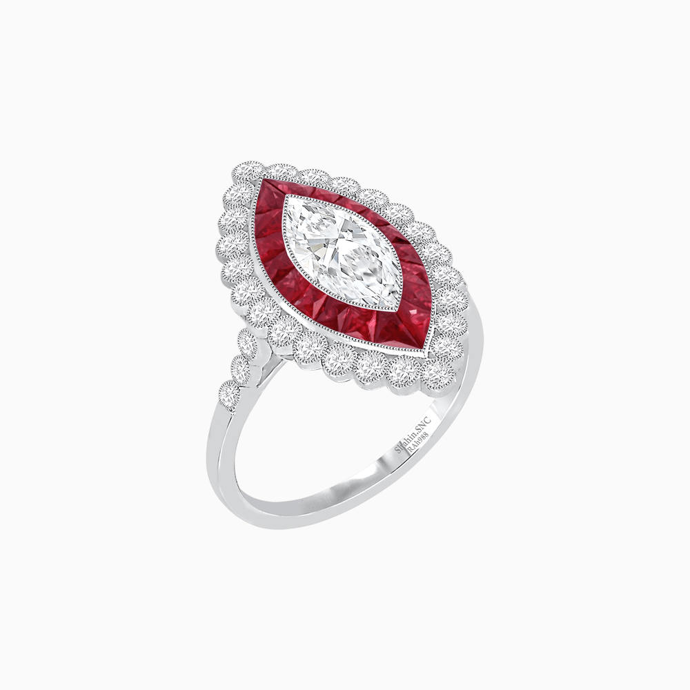 Art Deco Inspired  Marquise Ring