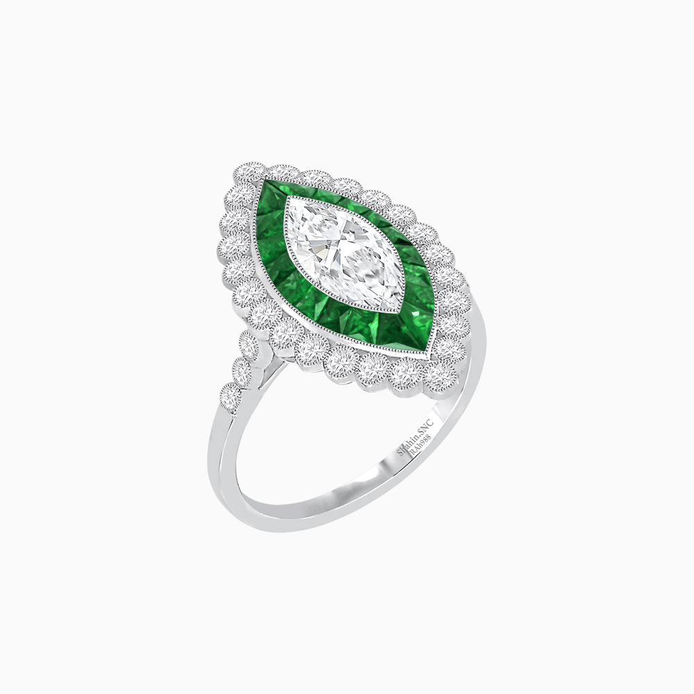 Art Deco Inspired  Marquise Ring