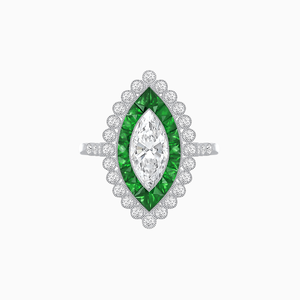 Art Deco Inspired  Marquise Ring