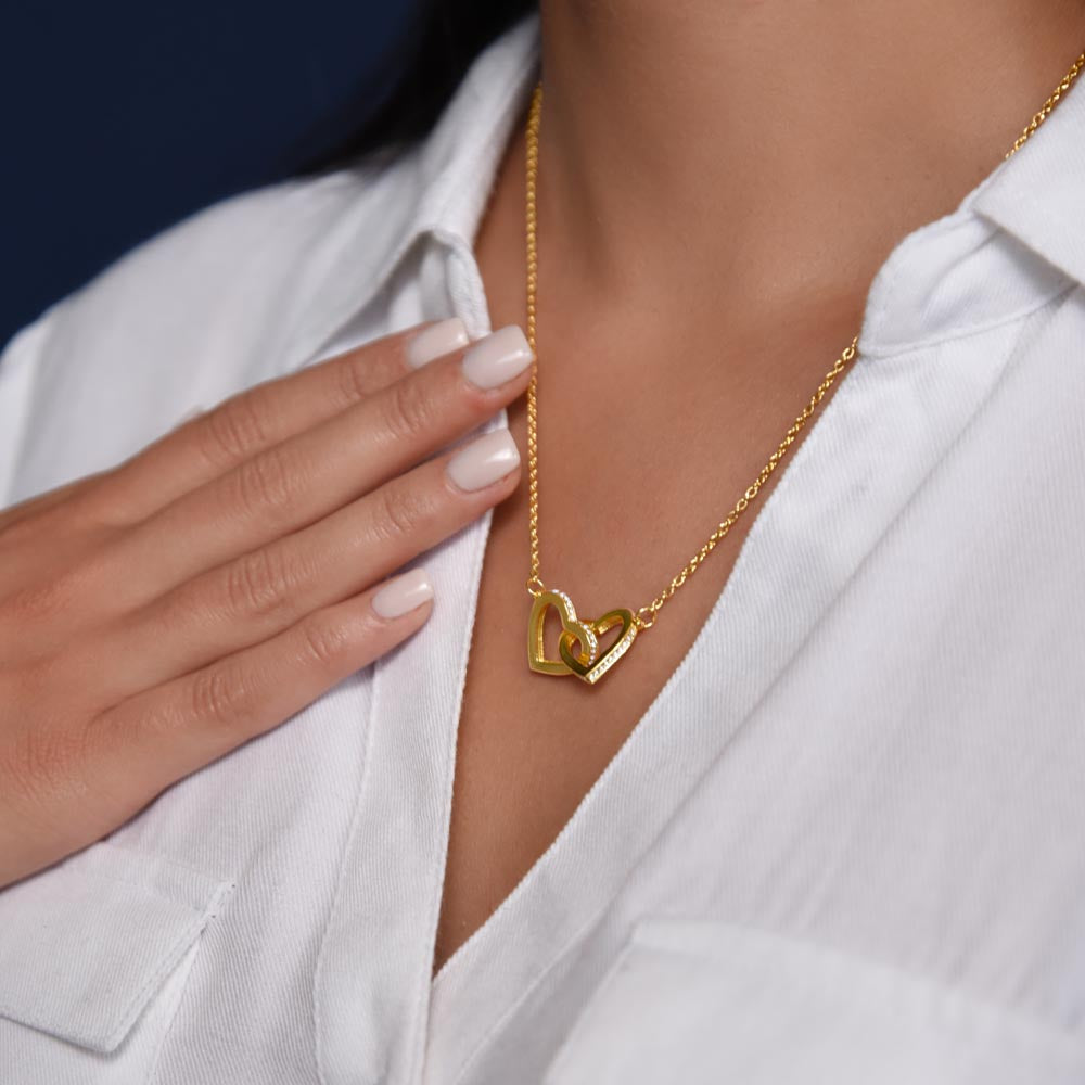 To Mom - No Matter What Happens, - Interlocking Hearts Necklace - From Daughter