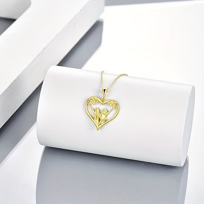 Fashion Sunflower Heart Pendant Necklace