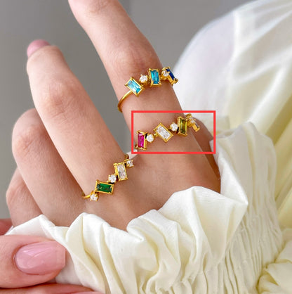 Titanium Steel Colorful Zircon Plated 18K Ring