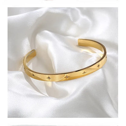 Waterproof Luxury Colorful Cubic Zirconia Bangles Stainless Steel Open Bracelet Bangle 18K Plated Fashion Jewelry Women